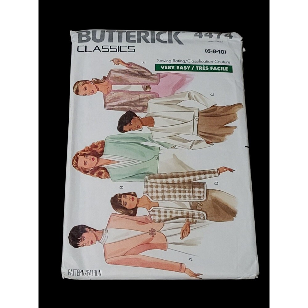 Vtg BUTTERICK 80s Pattern 4474 Womens Size 6-8-10 Loose Fitting Jackets Sewing